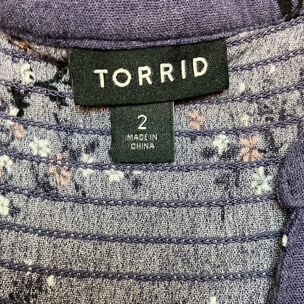 TORRID BABYDOLL GAUZE SMOCKED BUTTON-FRONT TOP Size 2 Plus Size Purple - Picture 5 of 13